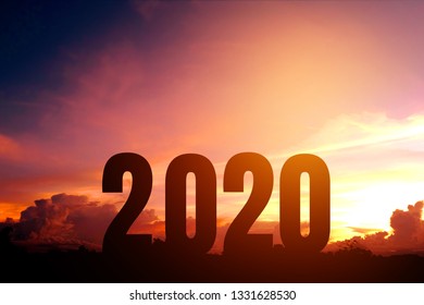 2020 Happy New Year Silhouette Of Number Newyear Concept