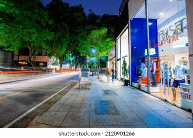 2020 Jan, Oscar Freire Street, Sao Paulo, Brazil, Sao Paulo High Fashion Street At Night