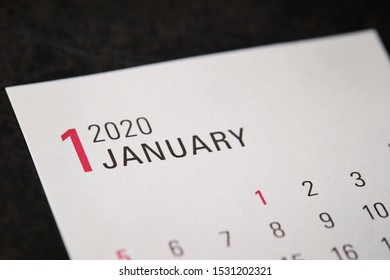 2020 January Calendar On Black Background 