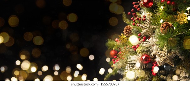2020 Merry Christmas and New Year holidays background. Blurred bokeh background - Shutterstock ID 1555783937