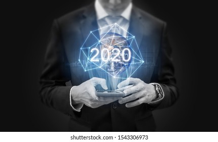 2020 New global technology and new global business trend. Element of thins image are furnished by NASA	