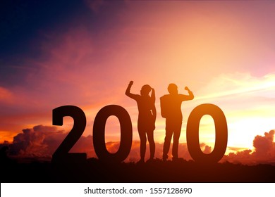 2020 Newyear  Couple Celebration Success Of 2020 Happy New Year Concept