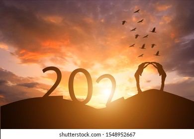 2020 Newyear Silhouette 2020 Concept Happy New Year - Image