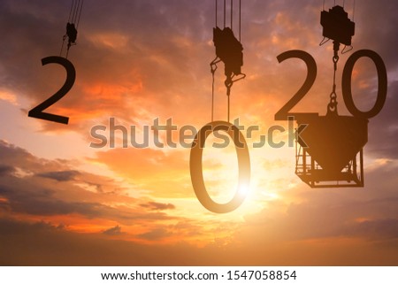 2020 newyear silhouette 2020 concept happy new year - image