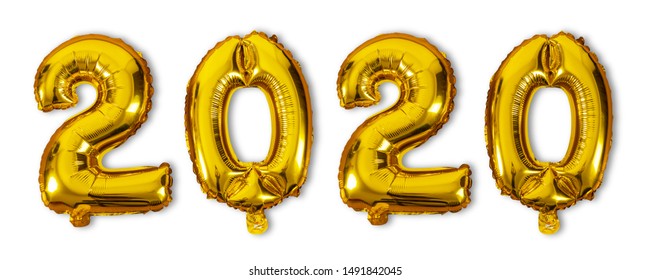 2020 Numbers Balloons Isolated On White Background, Happy New Year