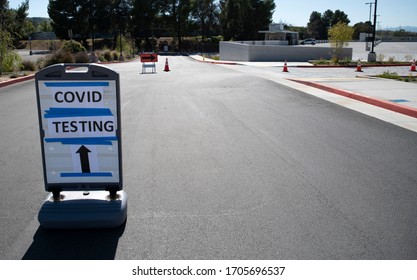 2021 April 15: California USA: Drive-thru Coronavirus COVID-19 First Responders Testing Site At College Of The Canyons Parking Structure In Santa Clarita. COVID Testing