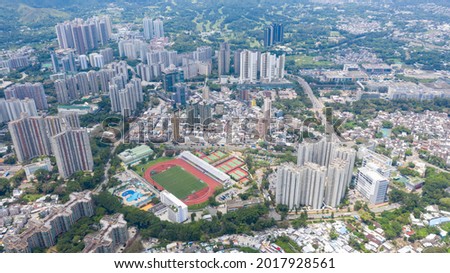 2021 Aug 1,Hong Kong.Aerial view of Sheung Shui District .
