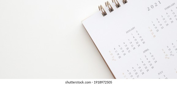 2021 Calendar Page On White Background Business Planning Appointment Meeting Concept