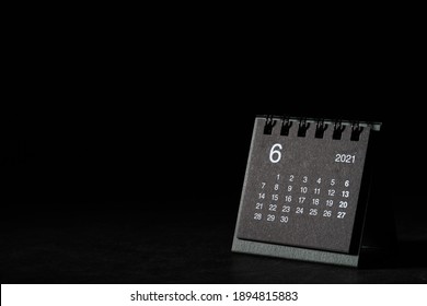 2021 June Calendar On Black Background	