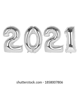 2021 Silver Foil Balloon On White Background