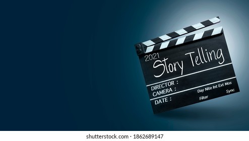 2021 story telling.Text title on film slate. - Shutterstock ID 1862689147