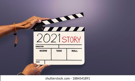 2021 Story Telling.Text Title On Film Slate.