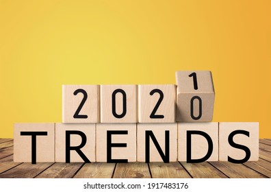 2021 Trends, Wooden Block With Text On The Desk.