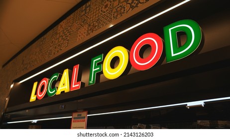 2021.08.18 Benidorm, Spain Branded Logo On The Local Food Showcase Panel. High-quality Photo