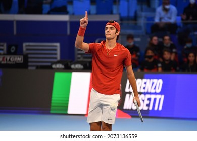 2021-11-10 - Next Gen ATP Finals Milan - Musetti Lorenzo (ITA)  In Action Against Gaston Hugo (FRA) At Next Gen ATP Finals Milan