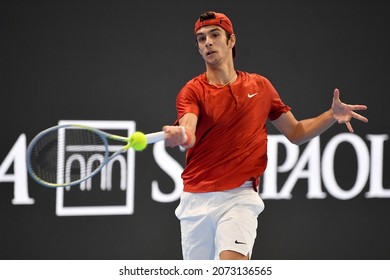 2021-11-10 - Next Gen ATP Finals Milan - Musetti Lorenzo (ITA)  In Action Against Gaston Hugo (FRA) At Next Gen ATP Finals Milan