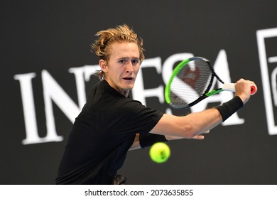 2021-11-11 - Next Gen ATP Finals Milan - Korda Sebastian (USA)  In Action Against Musetti Lorenzo (ITA)