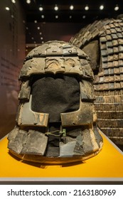 2021.7.3, Beijing, CHINA. Stone Helmet And Stone Armor, Ancient China Qin Dynasty.