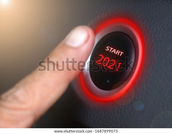 2021,Press the start button 2021 Concept of\
the New Year Two thousand\
twenty-one