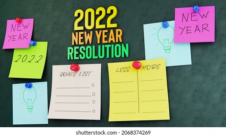 2022 New Year Resolution Goals 3d Illustration