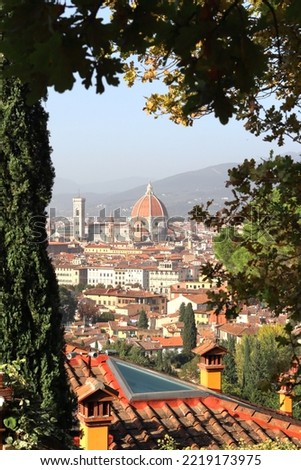 2022 October Florence (Italy) - Panorama of the city of Florence in Tuscany Italy.