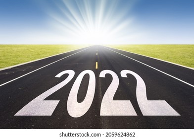 2022 Road Perspective With Rising Sun, New Year Card