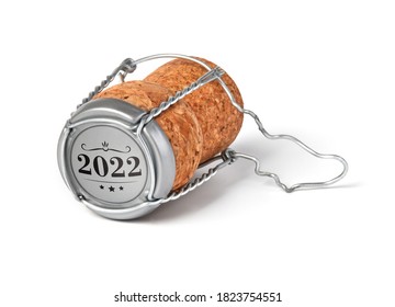 2022 Sparkling Wine Cork On White