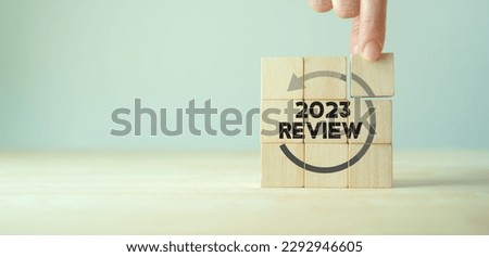 2023 Annual review, business and customer review. Review evaluation time for review inspection assessment auditing. Learning, improvement, planning and development. End of year business concept.