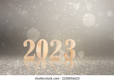 2023 with blurred light background. Happy New Year 2023 - Shutterstock ID 2230056623