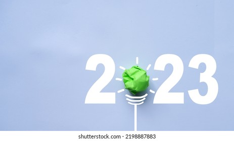 2023 Green paper bulb, new year innovative business vision and resolution concept, success concept - Shutterstock ID 2198887883