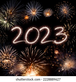 2023 New Year fireworks background, happy holidays and new year concept - Shutterstock ID 2228889627