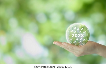 2023 Sustainable Business Strategy Concepy. Growing Sustainability By Doing Business With Positively Impacting The Environment, Community And Society. Challenges And Drive Business Success. ESG.