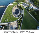 In 2024, aerial photos of Singapore Marina Barrage, Singapore Flyer, Merlion, Marina Bay Sands Singapore, ArtScience Museum, Esplanade - Theatres on the Bay, Singapore, and Gardens by the Bay.