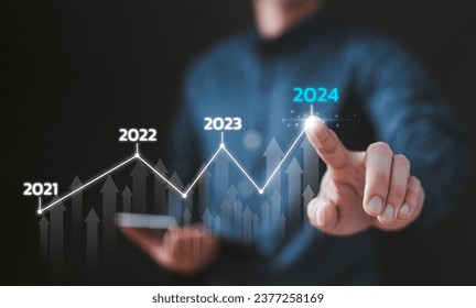 2024 business growth, new year marketing plan continue to increase return. Development to success and motivation in 2024, Planning, opportunity, challenge and business strategy in new year. - Powered by Shutterstock