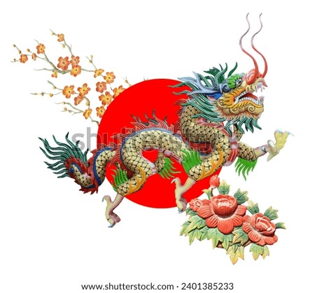 2024 Chinese New Year, year of Dragon isolated on white with clipping path.