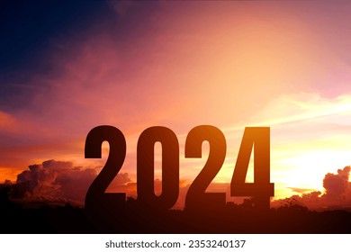 2024 Happy New Year Silhouette of Number Newyear concept