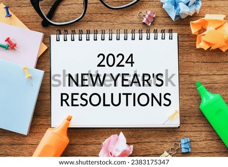 2024 New Year's Resolution Text on Note Pad