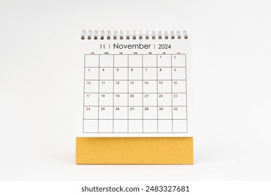 2024 November monthly desk calendar isolated on white background. - Powered by Shutterstock