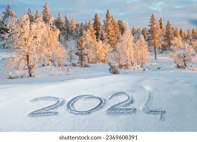 2024 written in the snow, winter landscape greeting card - Powered by Shutterstock