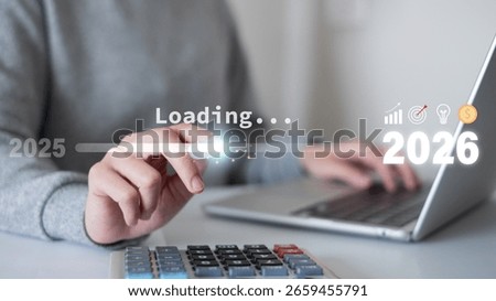 2025 to 2026 loading progress bar business timeline new year vision future strategy development innovation plan progress concept growth countdown goal success time transition target change forward