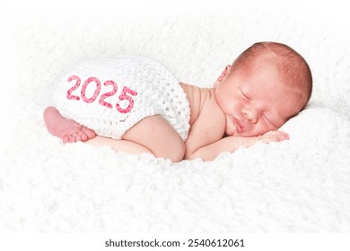 2025 Baby Happy New Year. First baby of the year. 