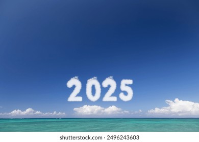 2025 New Year's card with Okinawa's sea, sky and clouds - Powered by Shutterstock