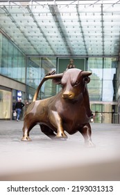 20.7.2022 - Birmingham UK. The Birmingham Bull Bronze Statue Outside The Bullring Shopping Centre.