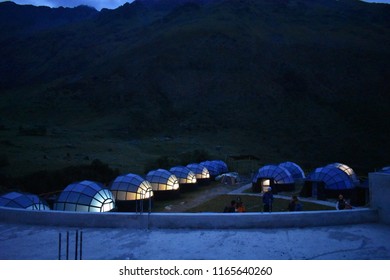 20-April-2018, Salkantay Mountain, Peru, South America. Sky Lodge in Soraypampa Camp, on Salkantay Trek to Machu Picchu. Picture taking at night.


