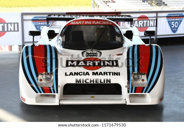 21 April\
2018: Historic Prototype Lancia Martini LC2 during Motor Legend\
Festival 2018 at Imola Circuit in\
Italy.