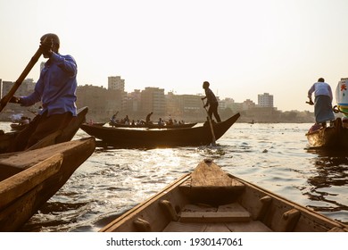 21 February 2021, Sadarghat Puran Dhaka(Old Dhaka), Bangladesh. Sadarghat is major river port in Dhaka. small boats on Buriganga River .