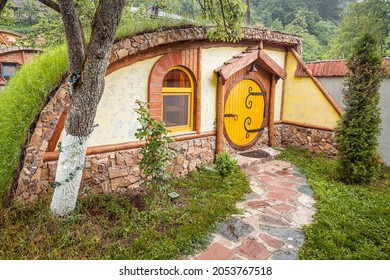 21 May 2021, Hobbit House Dilijan, Armenia: Fairytale hobbit houses in the Shire from the movie The Lord of the Rings.