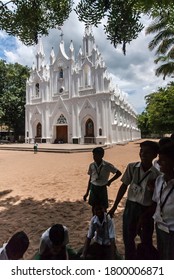 21-08-2009 – 12:54:08 St. Antony’s School And St Antony’s Church Both Are In The Same Compound, Hence School Students Can Be Seen Around Church At Dharasham In Tamil Nadu, India