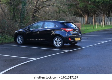 21st January 2021-  A Stylish Hyundai I30 Style Blue Drive CRDI, Five Door Family Hatchback Car, Parked In The Public Carpark, At Amroth, Pembrokeshire, Wales, UK.