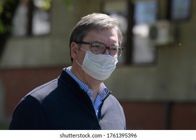 21th Jun 2020, Belgrade, Serbia. Serbian President Aleksandar Vucic Wearing A Coronavirus Covid 19 Surgical Mask , Belgrade. Jun 21, 2020.